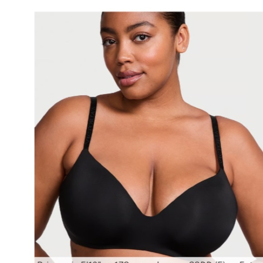 VICTORIA'S SECRET The T-shirt lightly lined wireless bra adjustable black sz 38C